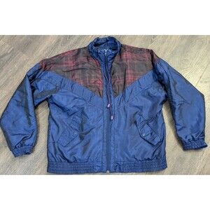 Sunterra Jacket Women Large Blue and Red Full Zip Windbreaker 80s 90 Vintage